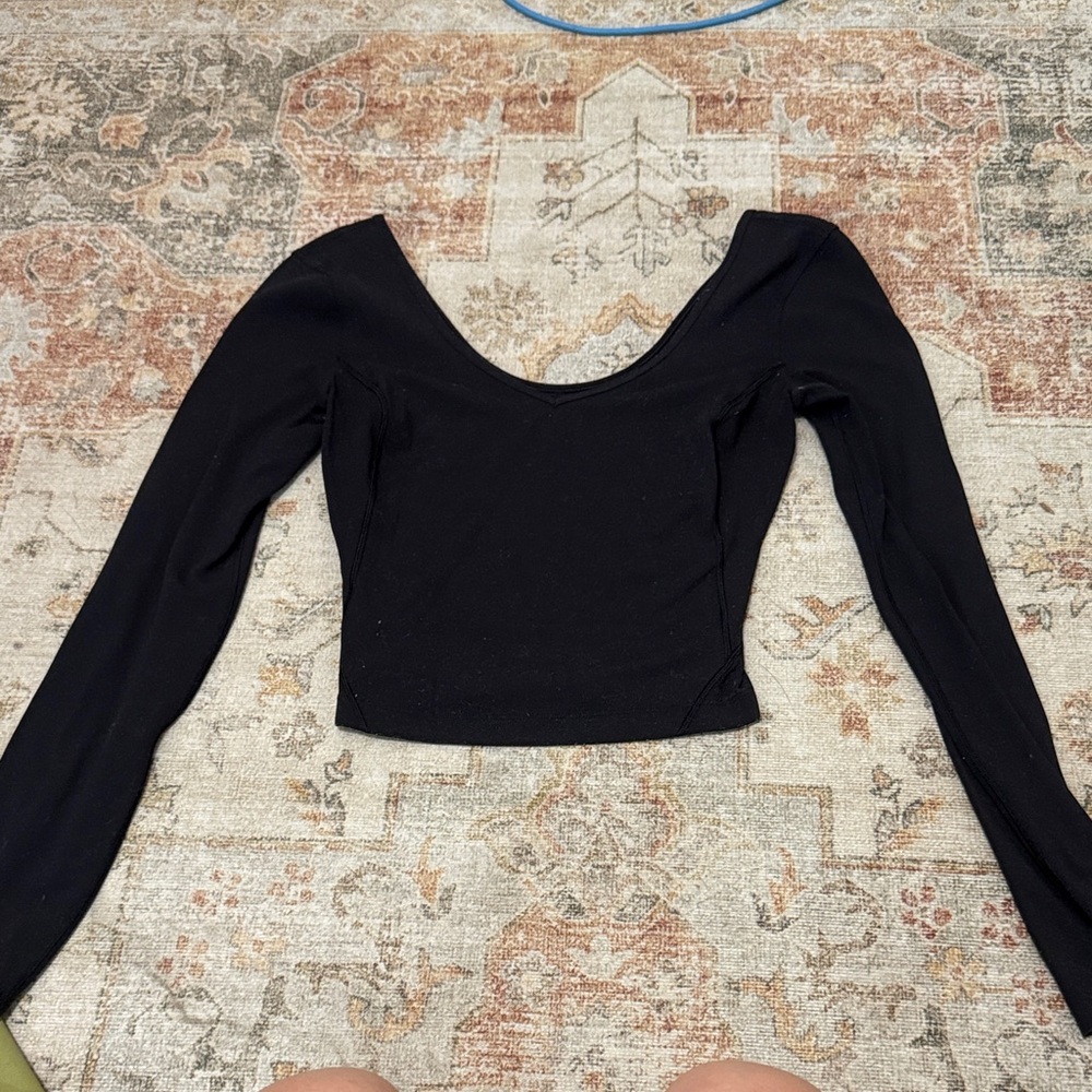 lululemon athletica Black Long Sleeve Crop Top
